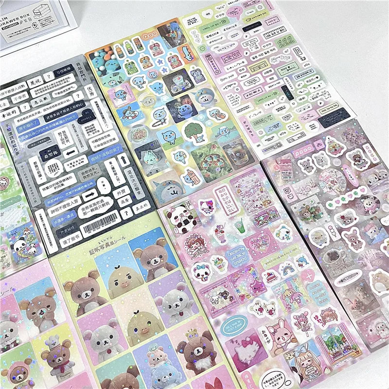 6pcs/10pcs Y2K Glitter Laser Stickers – Cute Random Phone, Camera, Luggage & Journal Stickers, Kawaii Decoration Gift