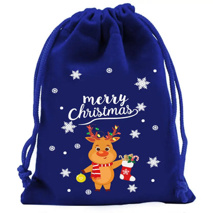 2025 Christmas Velvet Drawstring Bags – Red & Green Candy, Gift, Party, and Biscuit Storage Pouches