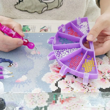 6-Grid Diamond Painting Tray Kit – Large Capacity Drill Plate, Beading Plate, and Cross Stitch Tools with Diamond Painting Pen