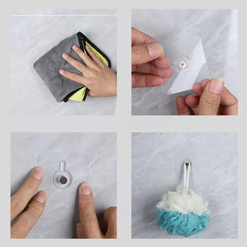 6Pcs PVC Strong Adhesive Nails Hooks - Waterproof, Transparent, and Durable Wall Hooks for Kitchen, Bathroom, and More