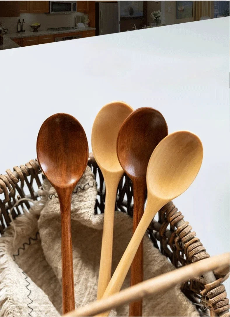5/6PCS Nanmu Wooden Spoon Set – Japanese Style Kitchen Utensils, Tableware Cutlery for Festival & Dinnerware Gift