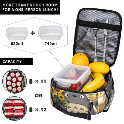 Totoro Miyazaki Anime Insulated Lunch Tote Bag – Portable Thermal Cooler for School & Office