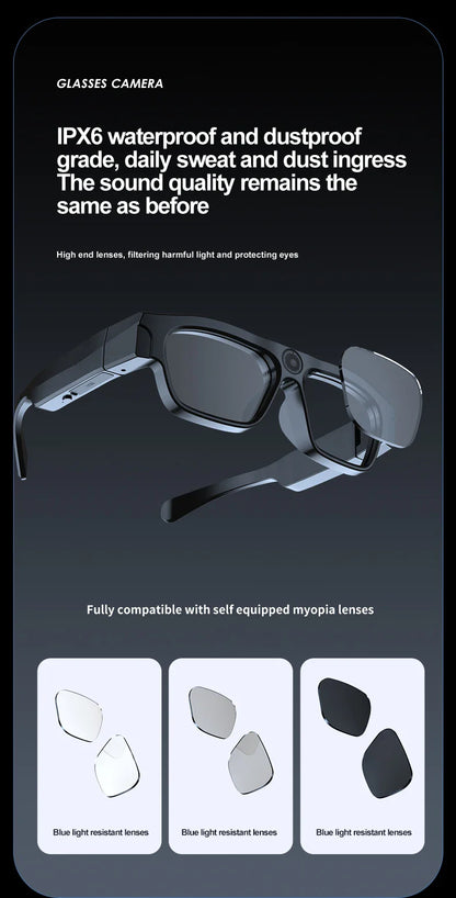 4K Bluetooth HD Video Glasses – Mini Smart Camera for Driving, Cycling, Wireless Music, and Hands-Free Calls