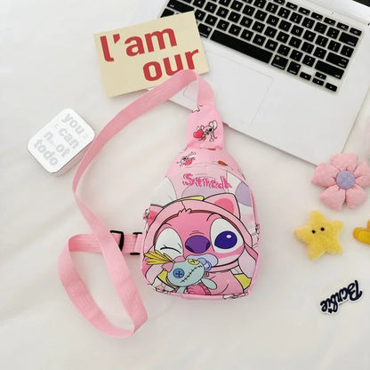 Stitch & Angel Sling Chest Bag – Cartoon Anime Crossbody Shoulder Bag with Coin Purse for Daily Travel