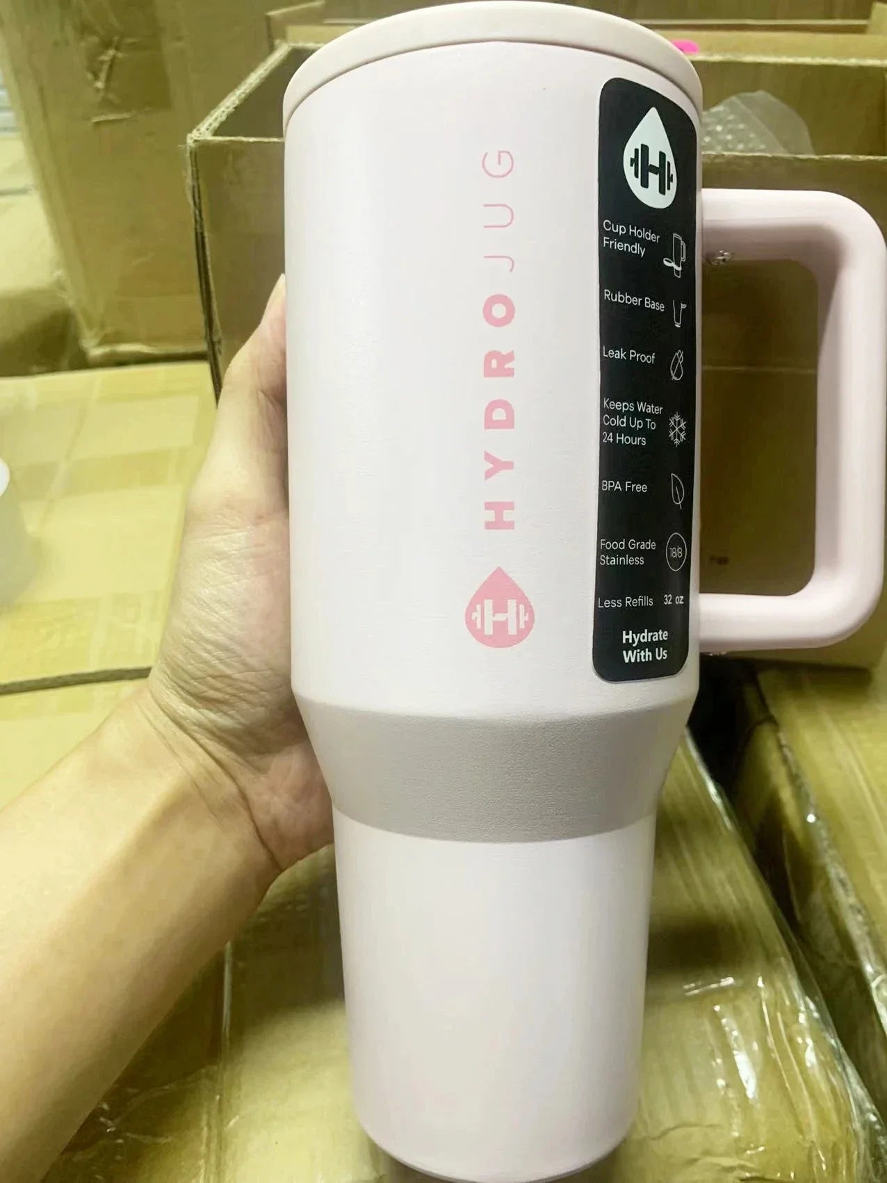 HydroJug 32oz/40oz Traveler Tumbler — Stainless Steel Vacuum Insulated Car Mug with Straw Lid & Double Wall Thermal Iced Design