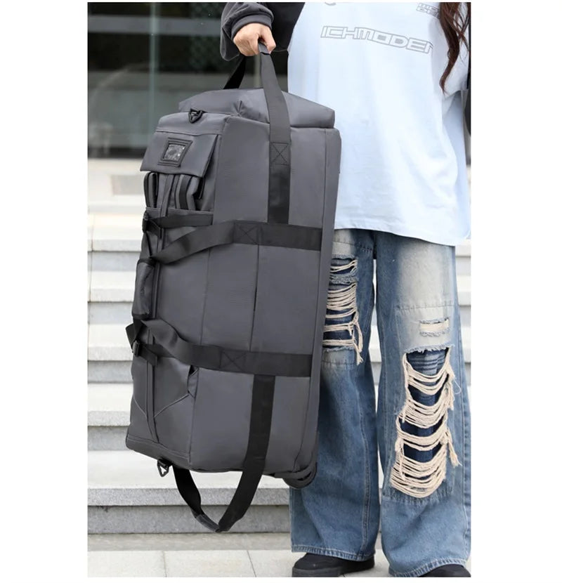 80L Rolling Duffle Bag with Wheels – 31" Heavy-Duty Foldable Travel Duffel, Water-Resistant Luggage with Shoulder Strap