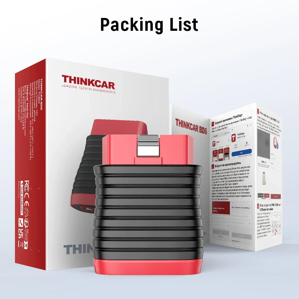 THINKCAR BD6 OBD2 Scanner – Full System Diagnostic, Oil, IMMO, ETS & Brake Reset, Lifetime Free Updates via THINKDIAG App