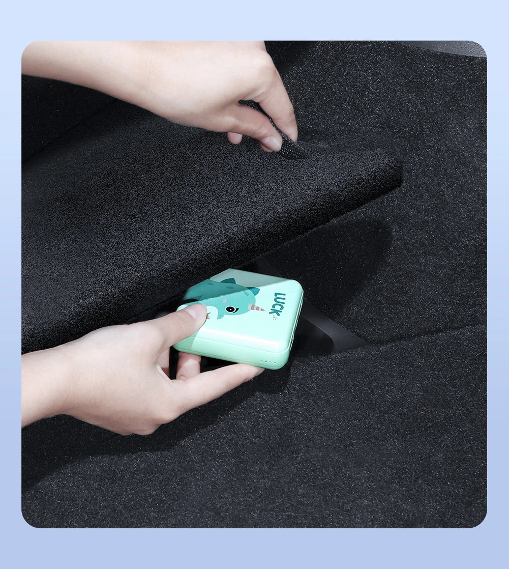 YZ Car Trunk Side Storage Box – Left & Right Organizer for Tesla Model Y Juniper 2021-2025 with Flocking Mat Cover