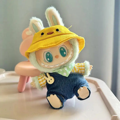 17cm Labubu Doll Clothes — Mini Outfit Accessories for K-Pop EXO I & II Dolls | Sitting Party Overalls Gift