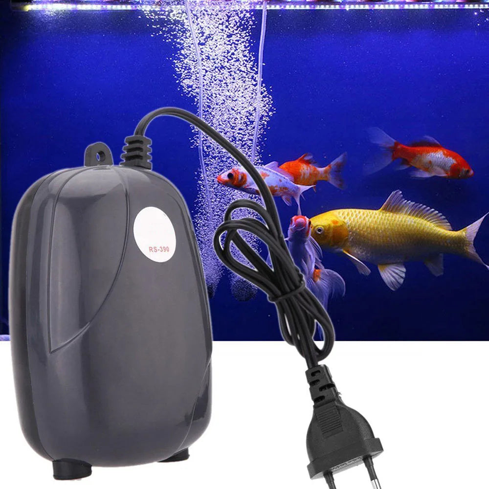Mini Aquarium Air Pump - Single/Double Outlet Compressor with Check Valve Tube for Fish Tanks - 220V 3W/5W