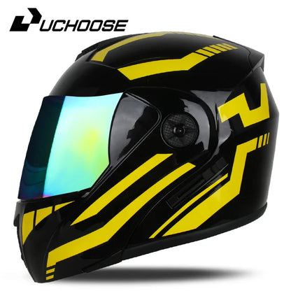 New Full Face Motorcycle Helmet – Racing Helmet with Double Sun Visor & Flip-Up Double Lens for Men & Women, DOT Certified