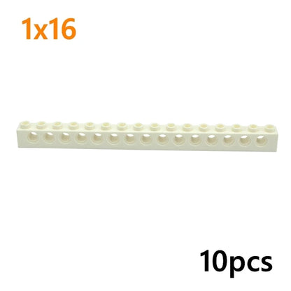 Technical Building Block Long Beam with Holes – Thick MOC Studded Bricks Compatible with 3703, 32018, 3895, 2730, 3894, 3701, 3700