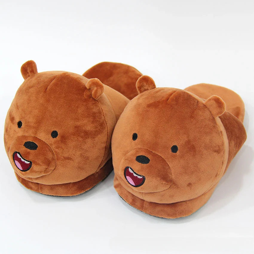 Cartoon Cat Plush Slippers – Warm Winter Indoor Slides, Soft Anime Bedroom Shoes for Men & Women