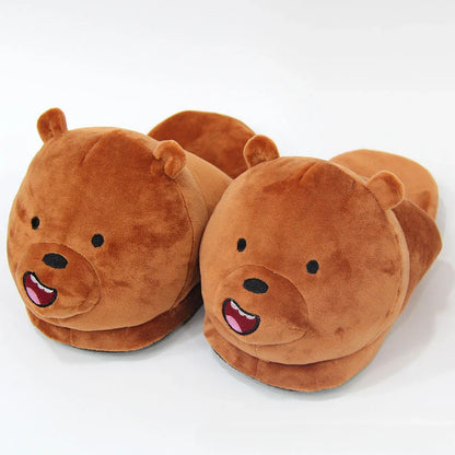 Cartoon Cat Plush Slippers – Warm Winter Indoor Slides, Soft Anime Bedroom Shoes for Men & Women