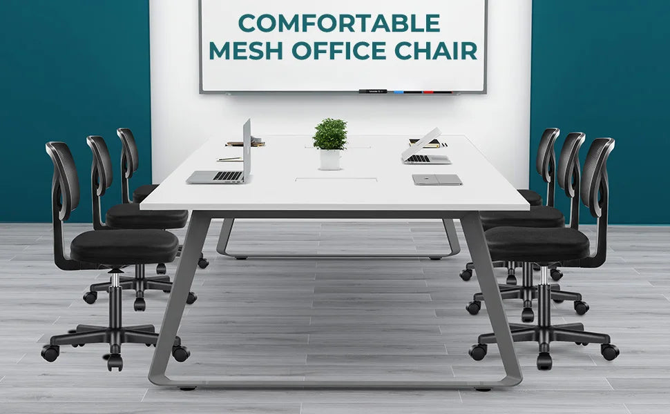 Mesh Armless Office Chair – Low Back with Lumbar Support, Adjustable Height, 360° Swivel & Wheels