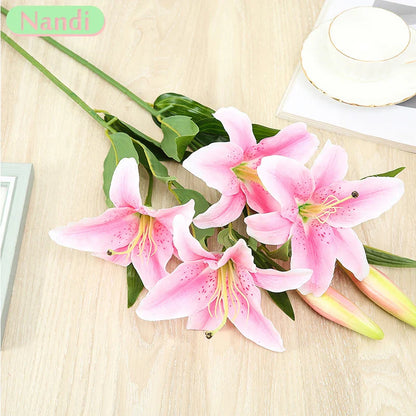 Artificial Silk Lily Bouquet – Creative Fake Flower Arrangement for Living Room, Sweetheart Decoration for Friends