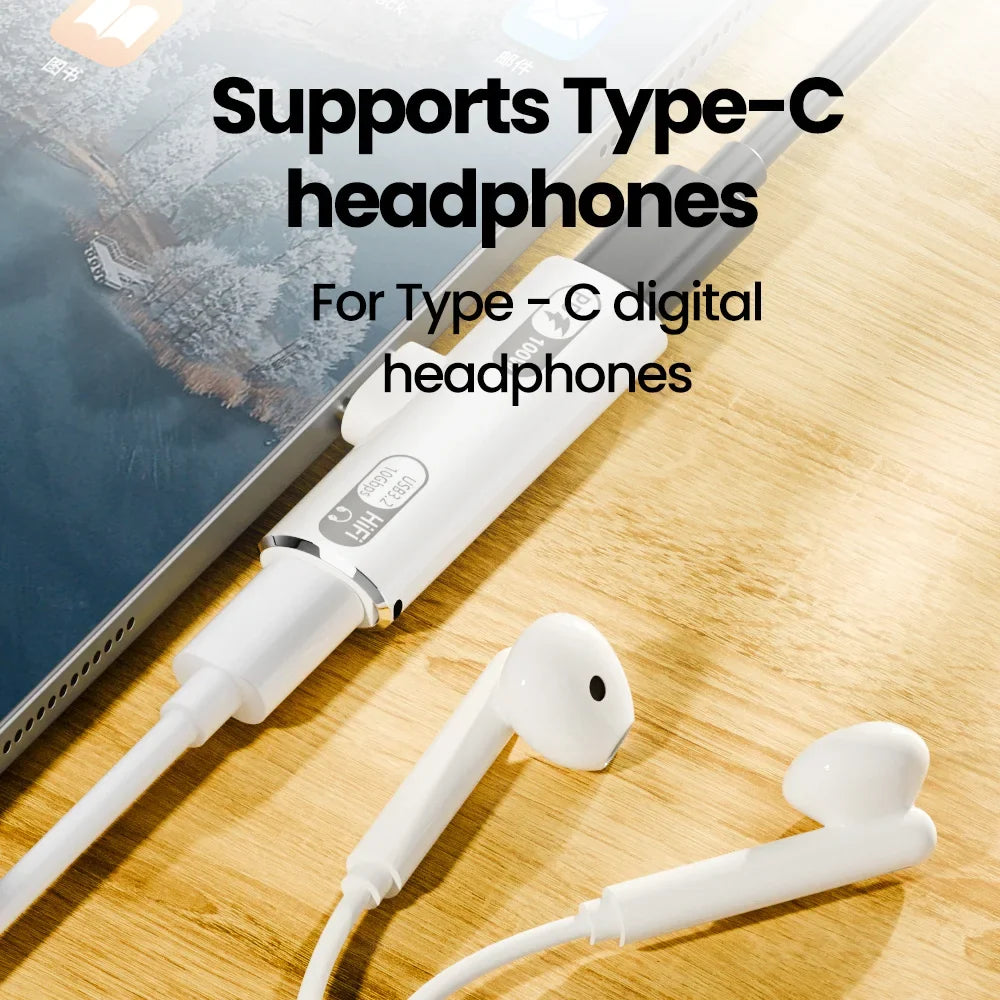 100W USB-C OTG Splitter Adapter - Type C Audio Headphone Fast Charging Data Transfer for iPhone 15/16 & iPad