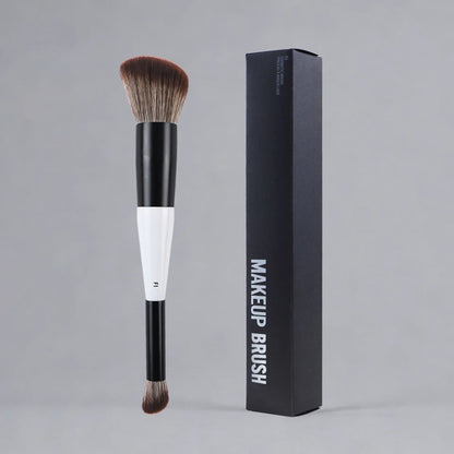 Dual-Ended Foundation Makeup Brush - F1 Blush, F2 Contour & F4 Powder Brush Set with Box