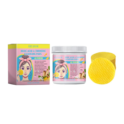 EELHOE Turmeric and Kojic Acid Facial Cleansing Pads - Exfoliating Daily Skin Care for Pores, Dirt Removal, and Moisturizing