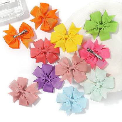 20/40PCS Sweet Candy Color Bow Hair Clip Set – Cute Ribbon Hairpins for Baby Girls & Kids Hair Accessories Gift