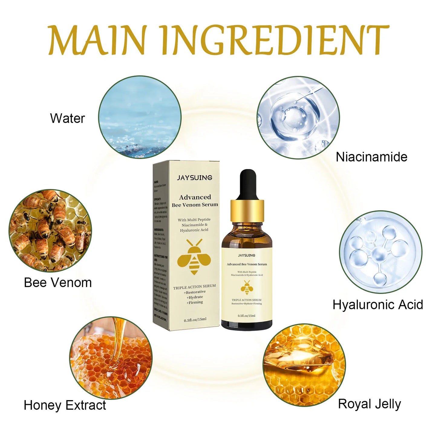Advanced Bee Venom Serum – Tightening, Brightening & Moisturizing Facial Essence for Fine Lines