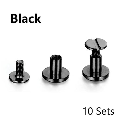 10 Sets Leather Craft Metal Rivets – Double Curved Head Screws for Belts, Straps, Luggage & DIY Projects