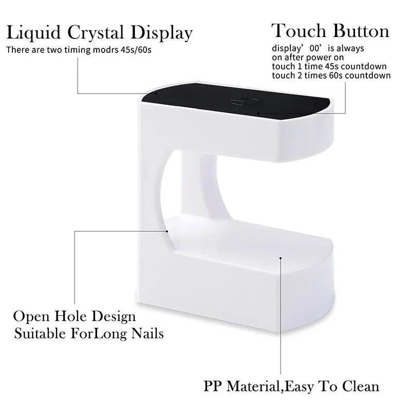 6-LED Mini Nail Drying Lamp - USB UV Gel Polish Curing Light for Manicure & Home or Travel Use