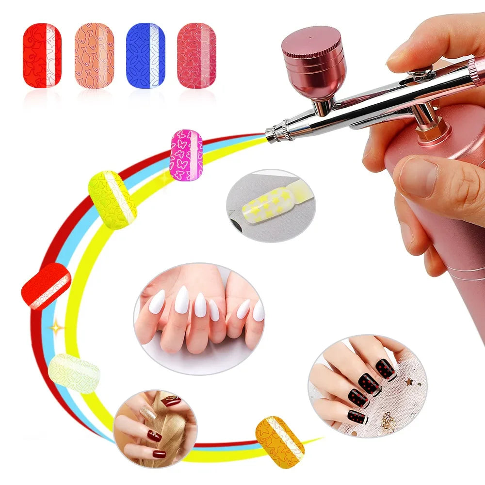 12pcs Airbrush Nail Ink Paint Set – Colorful Nail Polish for Spray Gun, Stencil & Hollow Pattern Art Tools