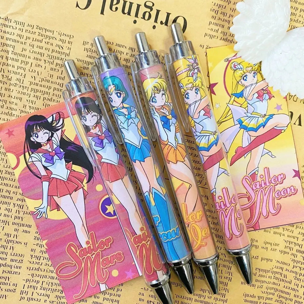 4PCS Sailor Moon Usagi 0.5mm Ballpoint Pens – Anime Writing Pens for Kids & Office Gifts
