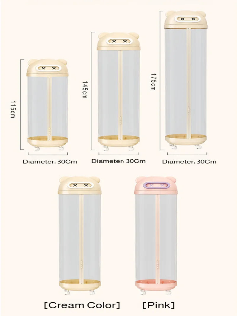 Large Capacity Transparent Toy Storage Bucket with Wheels – Children’s Plush & Stuffed Toy Organizer Barrel