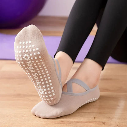 1 Pair Professional Women’s Yoga Socks – Silicone Anti-Slip Ballet and Pilates Socks, Breathable Bandage Dance Sports Socks