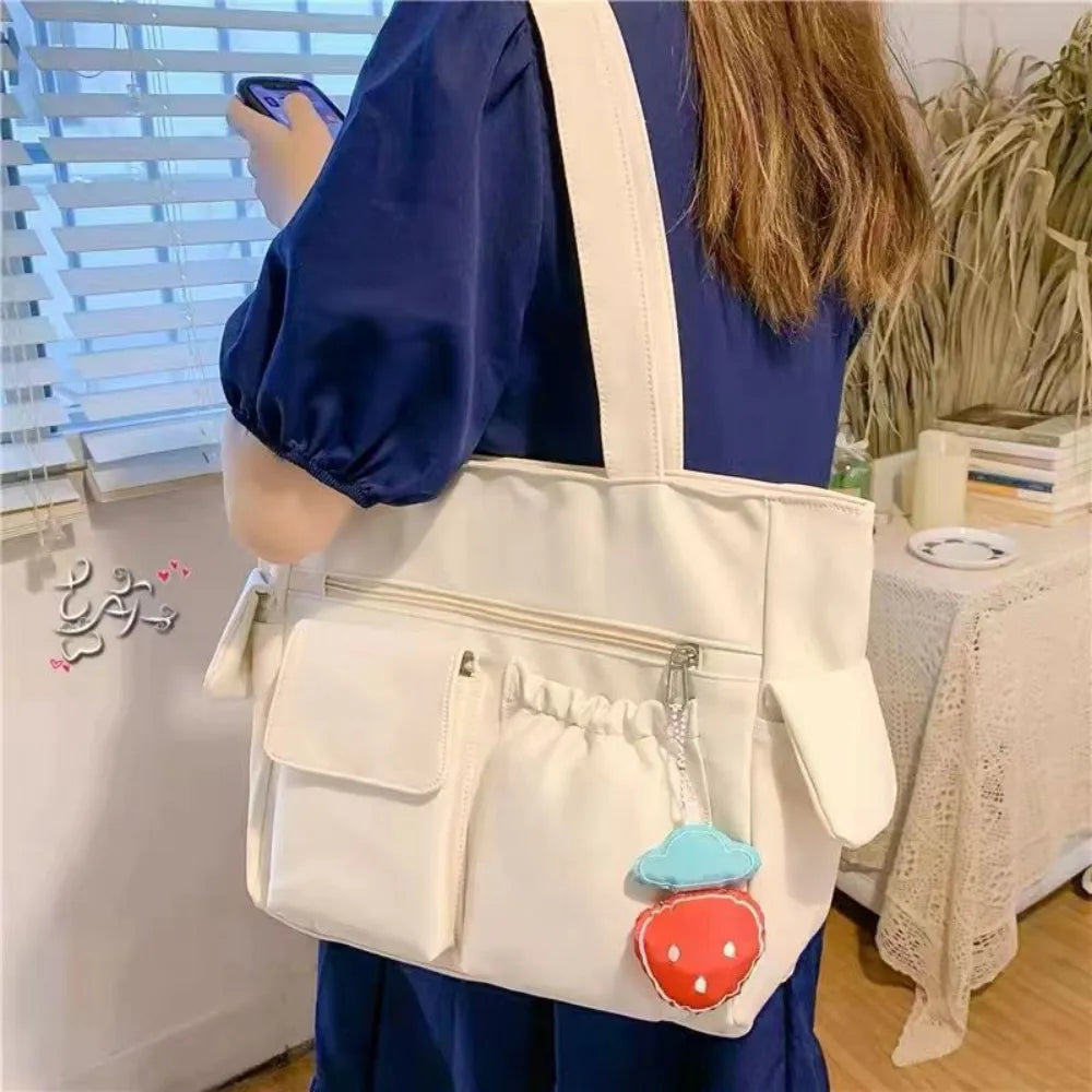 Nylon Messenger Bag for Women: Preppy Student Book Bag, Shoulder Bag - Commuter Handbag