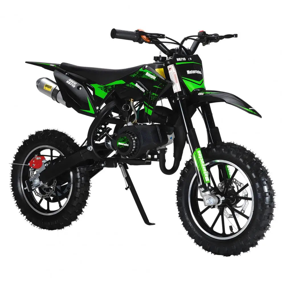 Mini 49CC Gas-Powered Kid Dirt Bike – 2-Stroke Motorcycle with Off-Road Tires, Front & Rear Disc Brakes, 25 MPH, Max Load 330 lbs