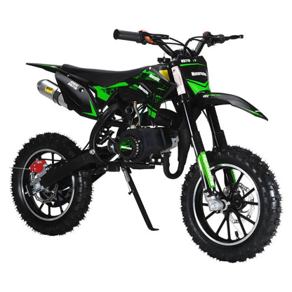 Mini 49CC Gas-Powered Kid Dirt Bike – 2-Stroke Motorcycle with Off-Road Tires, Front & Rear Disc Brakes, 25 MPH, Max Load 330 lbs