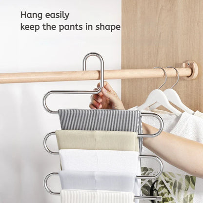 5-Layer Multi-Functional Clothes Hanger – Non-Slip Pant Storage Rack for Hanging & Organization