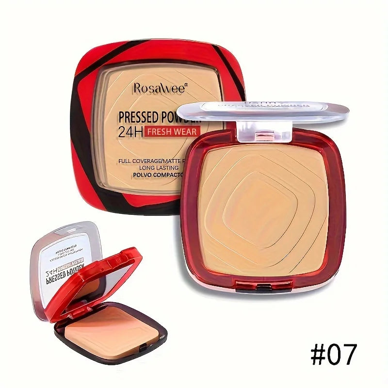 Full Coverage Pressed Powder Foundation – Matte, Oil-Control, Long-Lasting 24H Face Makeup with Puff Applicator