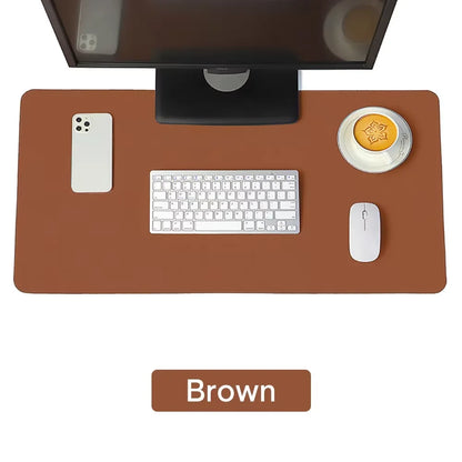 Large PU Leather Desk Protector Mat — Waterproof Non-Slip Mouse & Keyboard Pad