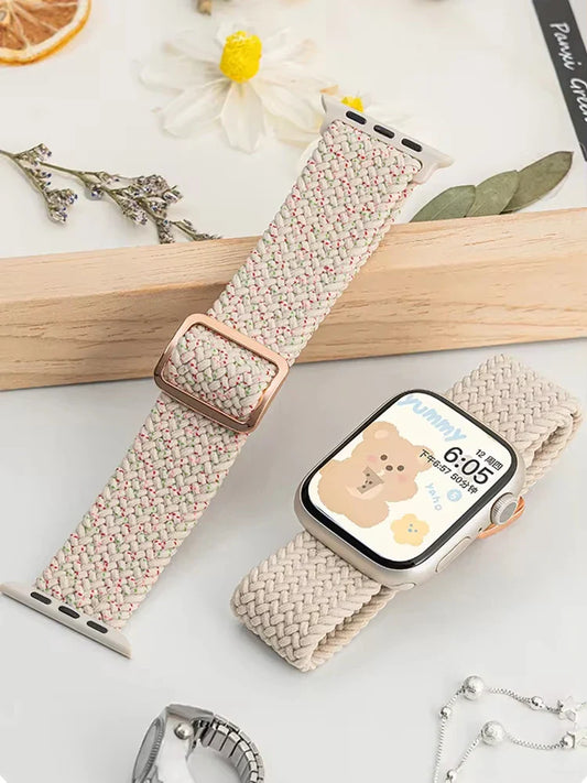 Braided Solo Loop Apple Watch Ultra Band – Elastic Nylon Adjustable Strap for iWatch SE, Series 3–9 (38mm–49mm) Bracelet Band