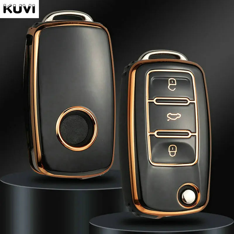TPU Flip Key Case Cover for Volkswagen VW & Skoda/Seat Models – Protective Car Key Shell