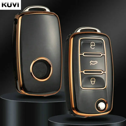 TPU Flip Key Case Cover for Volkswagen VW & Skoda/Seat Models – Protective Car Key Shell