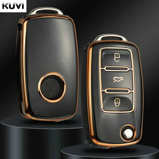 TPU Flip Key Case Cover for Volkswagen VW & Skoda/Seat Models – Protective Car Key Shell
