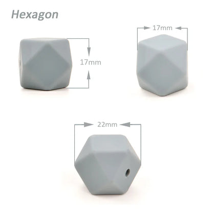 LOFCA 10PCS Hexagon Silicone Beads (14mm/17mm) – DIY Jewelry Making & Pacifier Chain Accessories Bulk Set