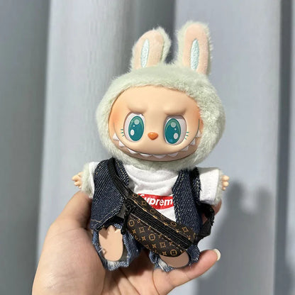 17cm Lovely Labubu Doll Clothes - First & Second Generation Supreme Clothing Set, Multi-Color Outfits