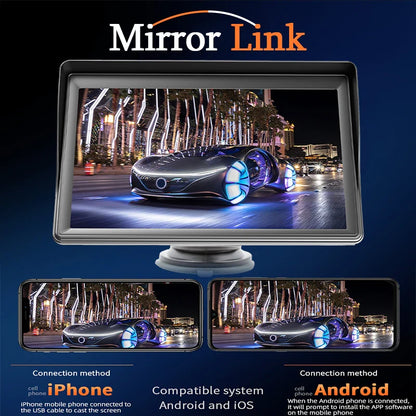 Hippcron 7-Inch Portable Car Radio Multimedia Player – Wireless CarPlay & Android Auto Universal Touchscreen