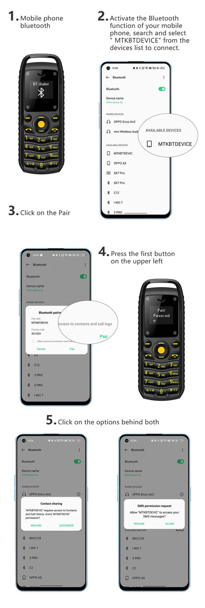 SERVO B25 Super Mini Mobile Phone – Dual SIM, Magic Voice, Bluetooth, Blacklist, Alarm Clock, 2G Feature Cellphone