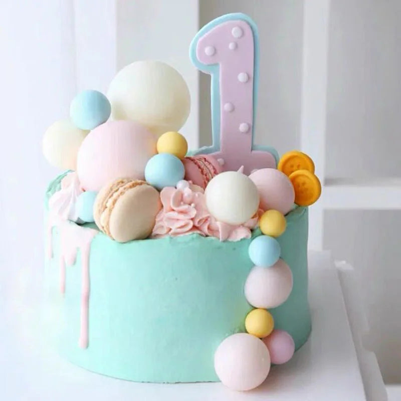 20Pcs Gold and Silver Ball Cake Toppers - Happy Birthday, DIY Cupcake Flags for Wedding, Christmas, Birthday Decorations