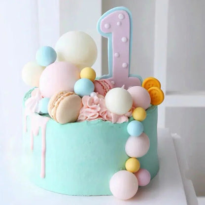 20Pcs Gold and Silver Ball Cake Toppers - Happy Birthday, DIY Cupcake Flags for Wedding, Christmas, Birthday Decorations