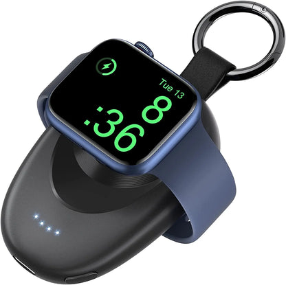 Portable Wireless Charger for Apple Watch Series 2-9 & SE/Ultra – Travel Power Bank Keychain Spare Battery