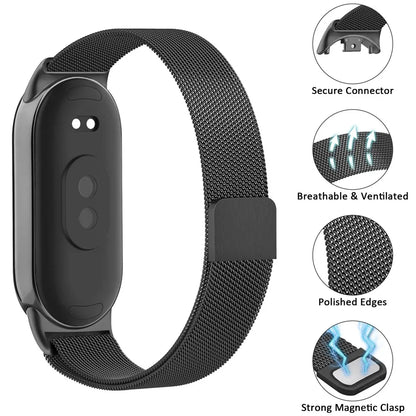 Metal Stainless Steel Strap for Xiaomi Mi Band 8 & 9 – Replacement Smart Bracelet Watchband
