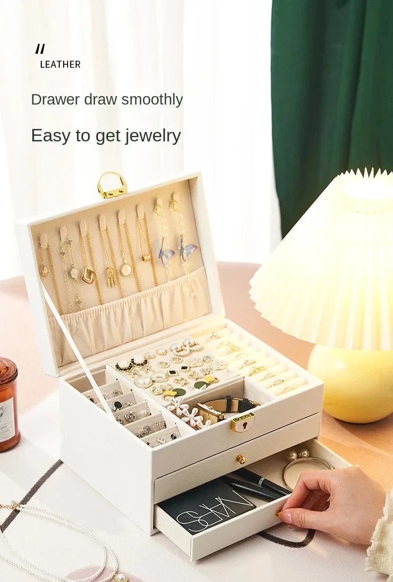 High-End Multi-Layer Jewelry Box – Large Capacity Drawer Organizer for Earrings and Accessories